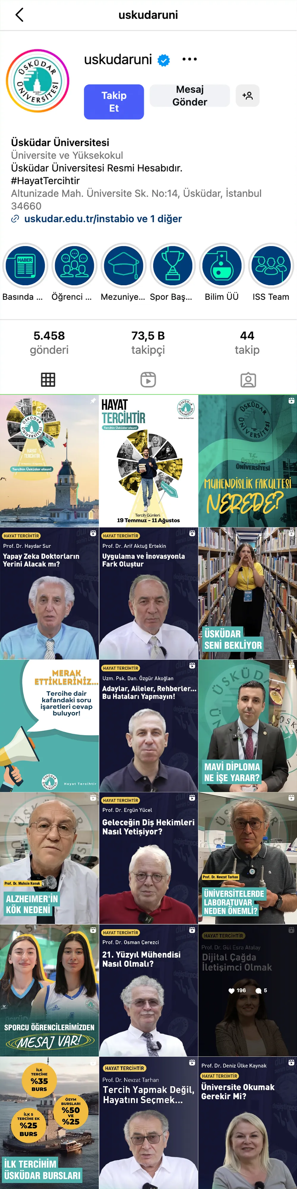 Üsküdar Üniversitesi Instagram